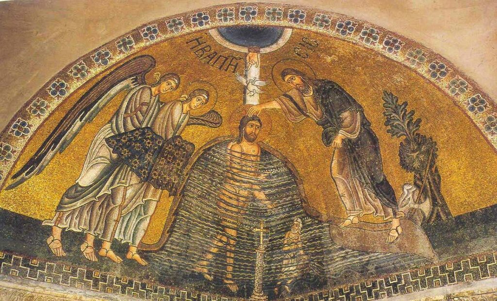 Крещение Господне. Мозаика собора монастыря Осиос-Лукас в Фокиде. 1030–40-е гг.