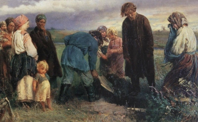 Маковский К.Е. «Похороны ребёнка в деревне» 1872 год